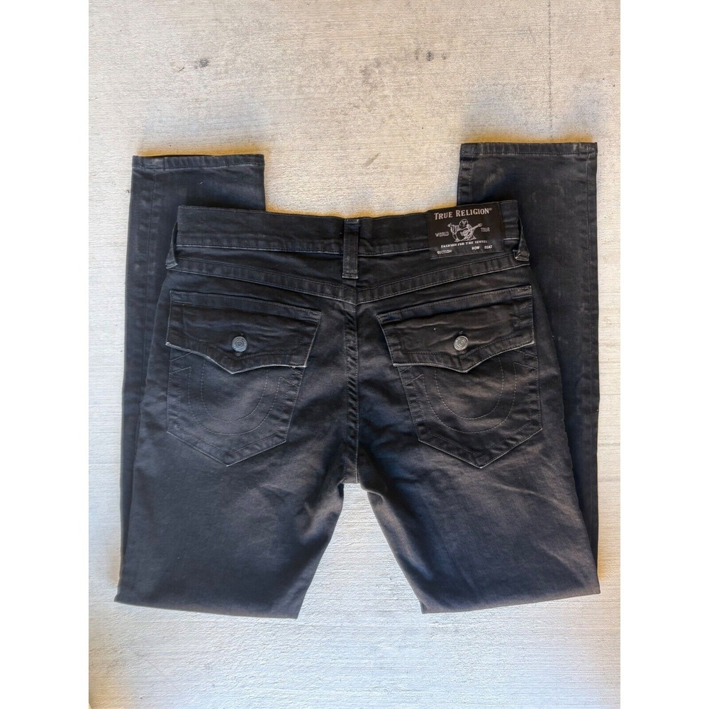 True Religion Jeans Black Denim Slim Fit Casual Pants Size 34